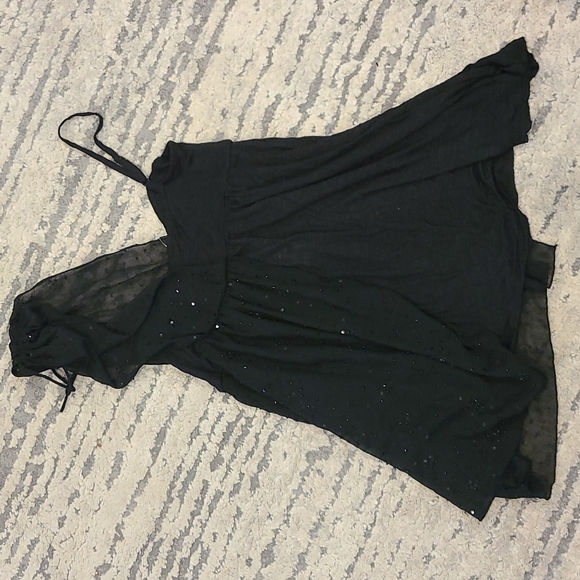 NWT Free People One Shoulder Square Neck Fairuza Black Sequin Tunic Tank Top - Picture 7 of 7